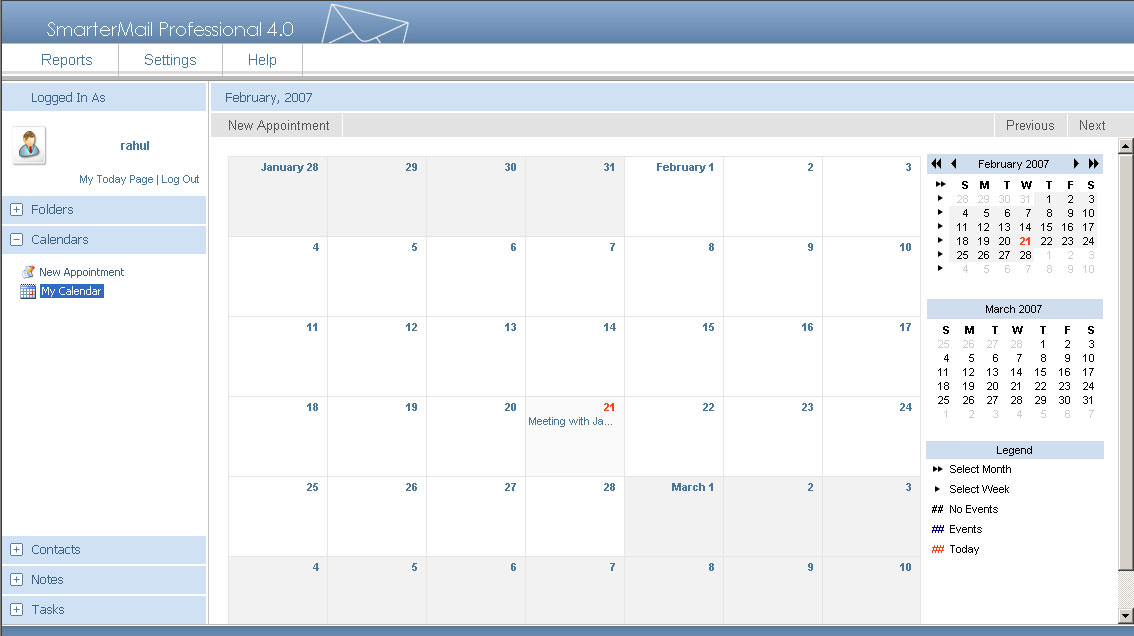 SmarterMail Professional 4.0 - Free Online Calendar